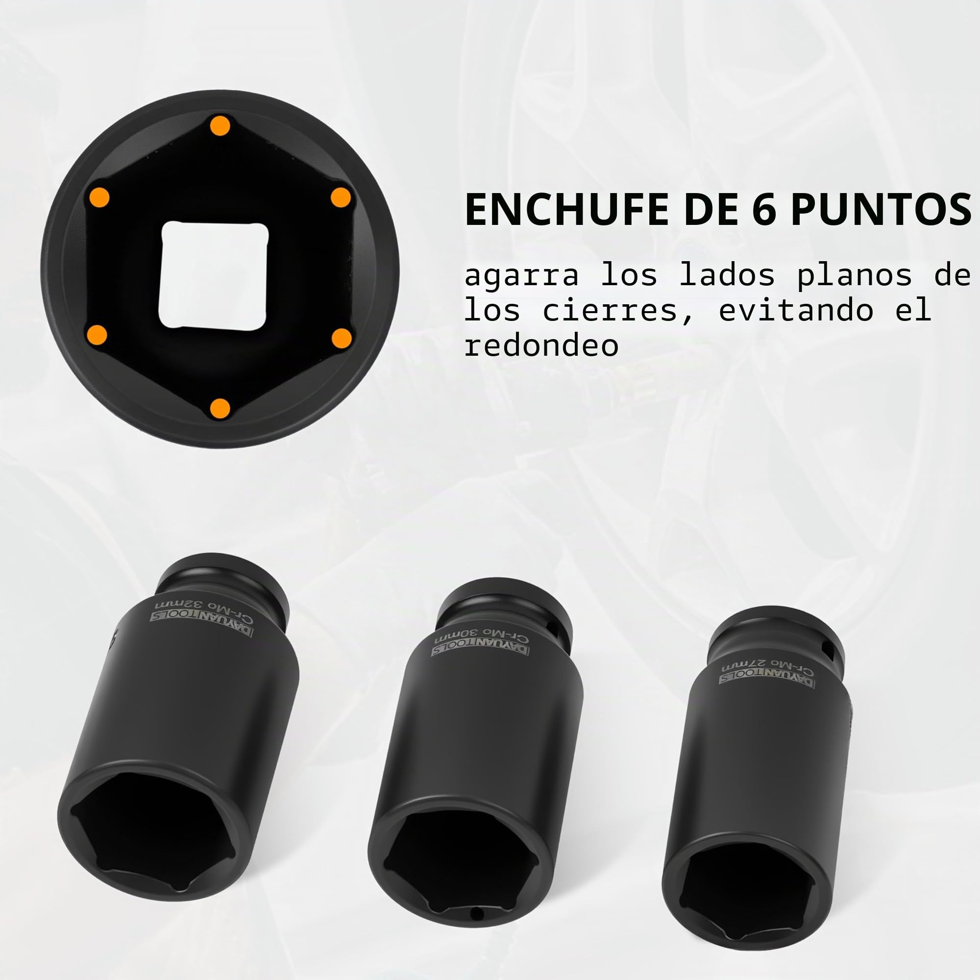 Juego de 35 boquillas de impacto de 1/2" 6 puntos 8-32 mm métricas profundas para coche, garaje