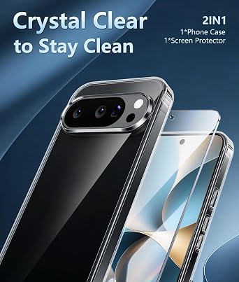 FNTCASE for Google Pixel 10/9 Pro XL Case Clear with Screen Protector