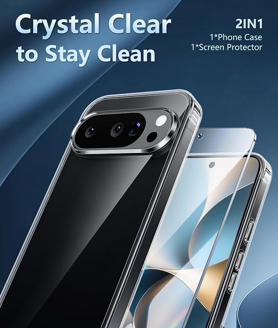 FNTCASE for Google Pixel 10/9 Pro XL Case Clear with Screen Protector