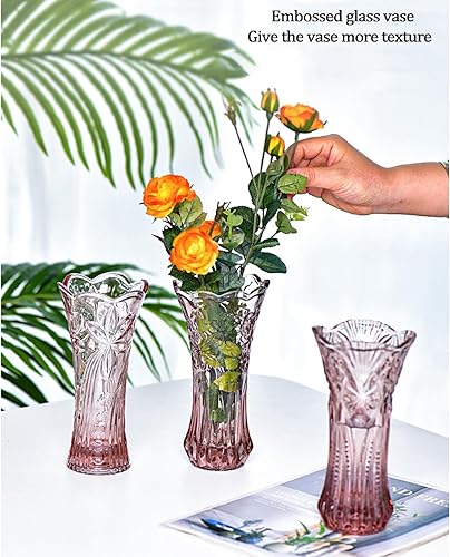 Miniatura 5 de Florero de cristal transparente, diseño grueso para decoración del hogar, centros de mesa, boda, regalo de madres, 7.6 pulgadas de alto