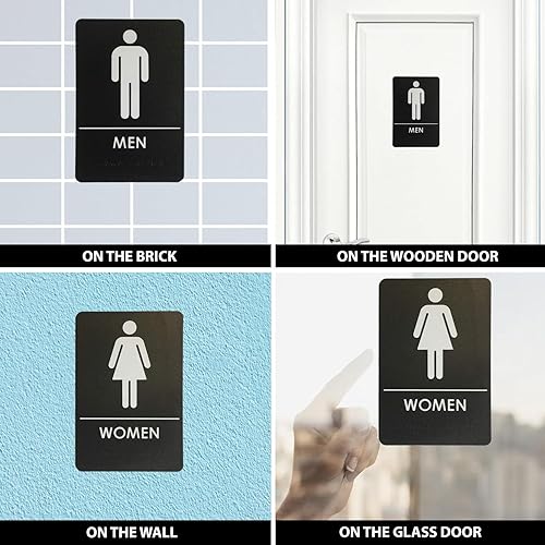 Miniatura 4 de Hecho en EE.UU. - Letreros de Baños para Hombres y Mujeres Compatibles con ADA, Señales de Puertas de Baño para Oficinas, Negocios y Restaurantes,