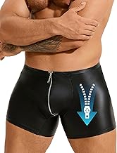 ohyeahlady Plus Size Boxer Faux Leather Man Sexy Briefs Breathable Low Waist Tight Thongs Soft Elastic Shorts Leather Male Underwear