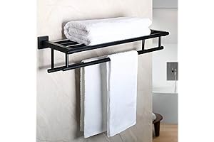 Alise Bathroom Tower Hanger: Double Towel Bars, SUS304 Stainless Steel, Wall Mount