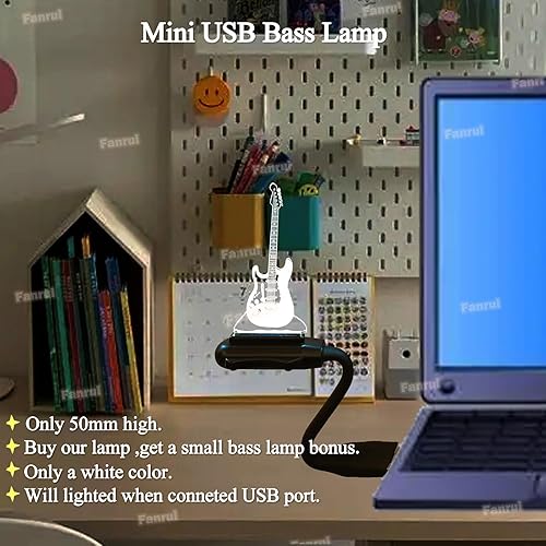Miniatura 8 de Fanrui Creative Cartoon 3D Guitarra Eléctrica Modelo Ilusión Lámpara LED Acrílico 7 Color USB Touch IR Cambio Remoto Bebé Niño Dormir Luz Noche