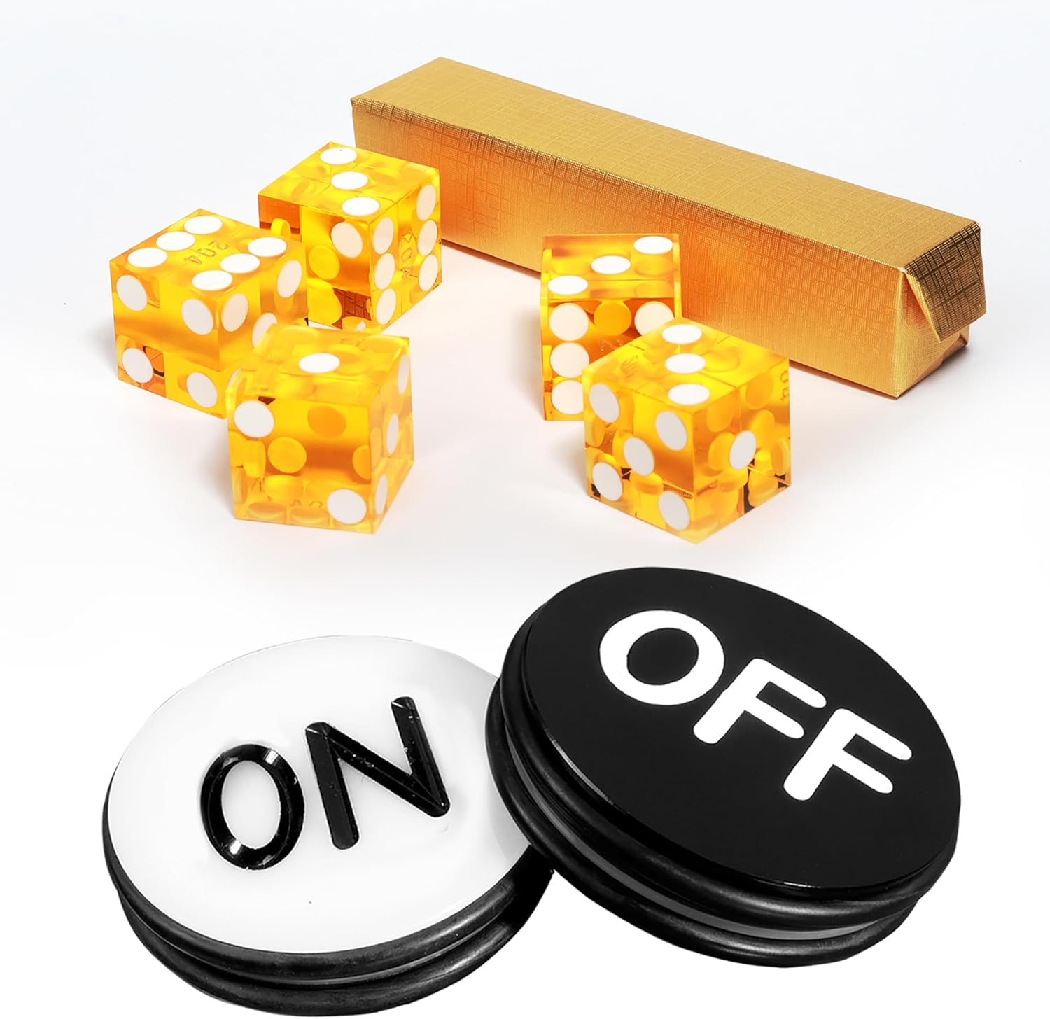 GSE Games & Sports Expert Instant Casino Craps Game Set, Including 5-Pack 19mm Casino Dice, 3" Craps ON/Off Poker Button for Craps Games, Family Game Night