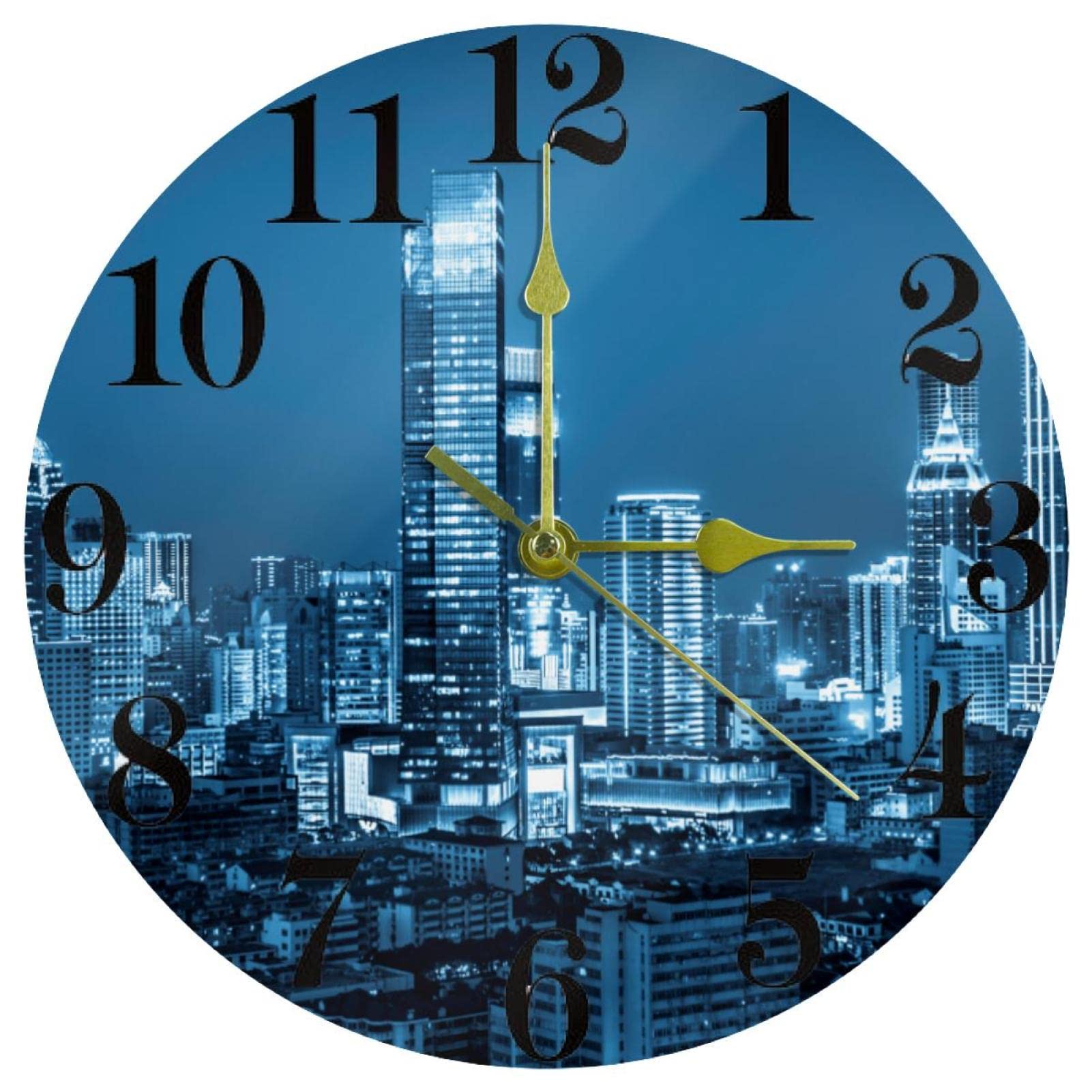 Horloge murale brillante de nuit silencieuse à aiguilles fluo