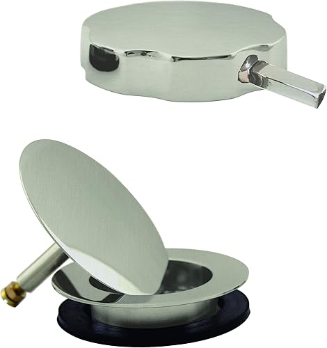 Westbrass Desbordamiento giratorio con pasador para un funcionamiento más fácil y colador de drenaje de hongos, acero inoxidable, D50TP-20