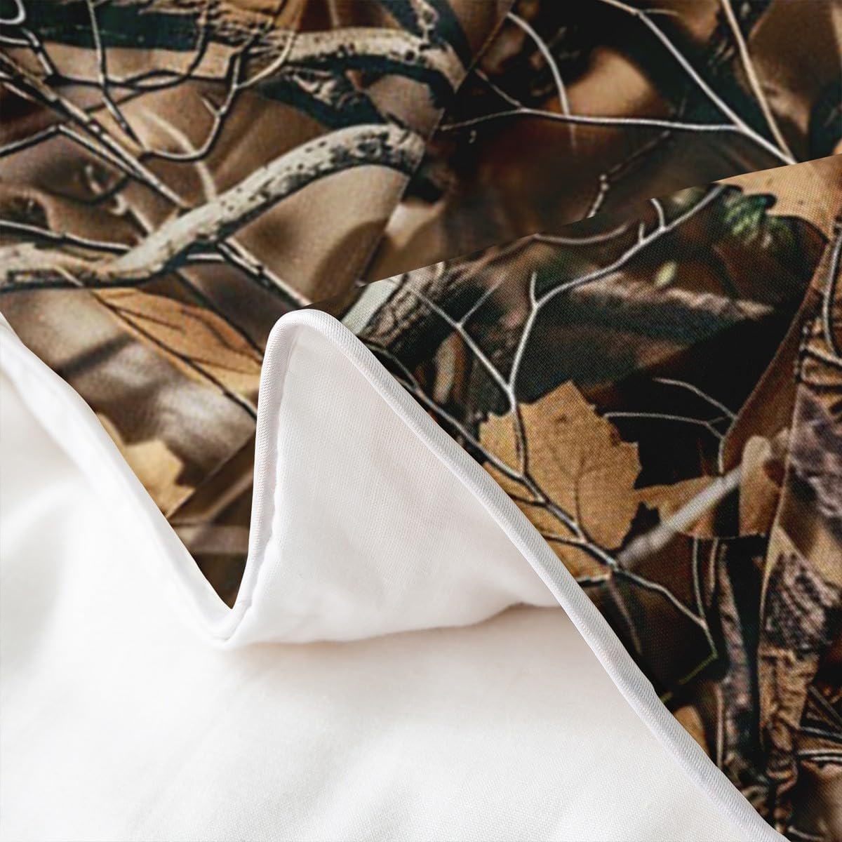 Feelyou Camouflage Bedding Duvet Cover 100% Cotton Set Queen Size Tree Branches Bedding Set Decor Camo Tree Military Style Botanical Comforter Cover Brown Leaf Bedspread Cover 3Pcs,No Comforter