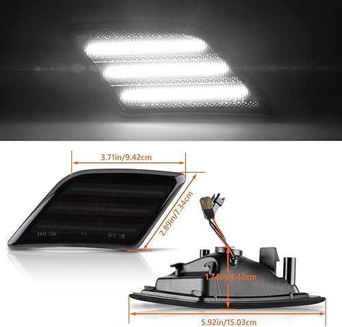Miniatura 3 de POPMOTORZ Conjunto de luces de señal intermitente de lente blanca para parachoques delantero completo LED, kit de lámparas de marcador lateral