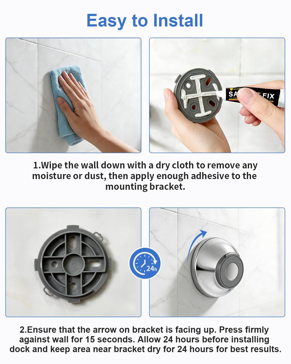 Magnetic Remote Dock for Moen Magnetix Handheld Shower Head, Chrome Magnetic Handheld Shower Head Holder, 186117 - 5