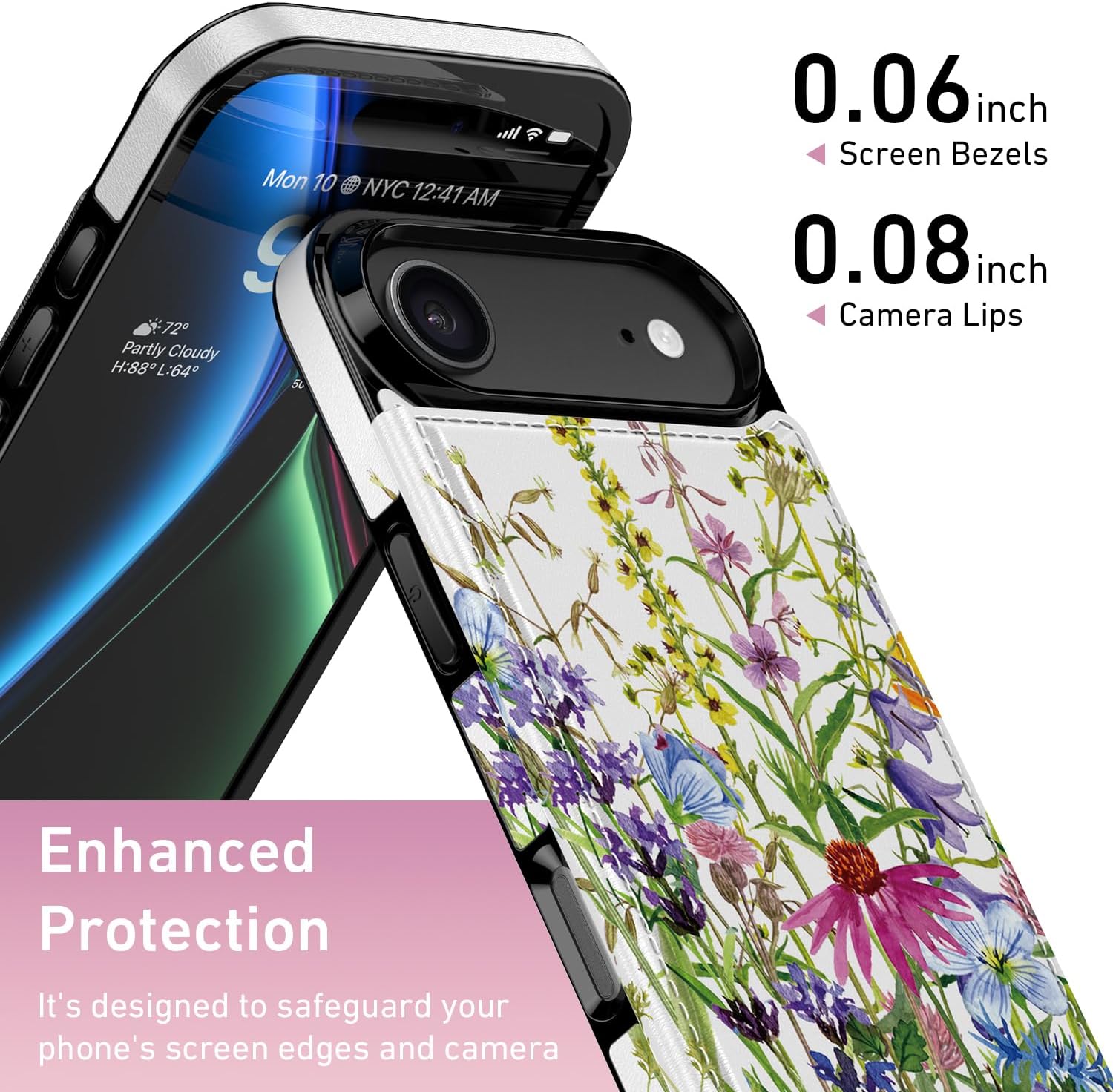 Goodon for iPhone Air Case Wallet - Flip Folio Leather Cover with Trendy Floral Design, 3 Card Slots & Kickstand Function, Stylish Protective Phone Case for iPhone 17 Air - Blooming Wildflowers - Image 3