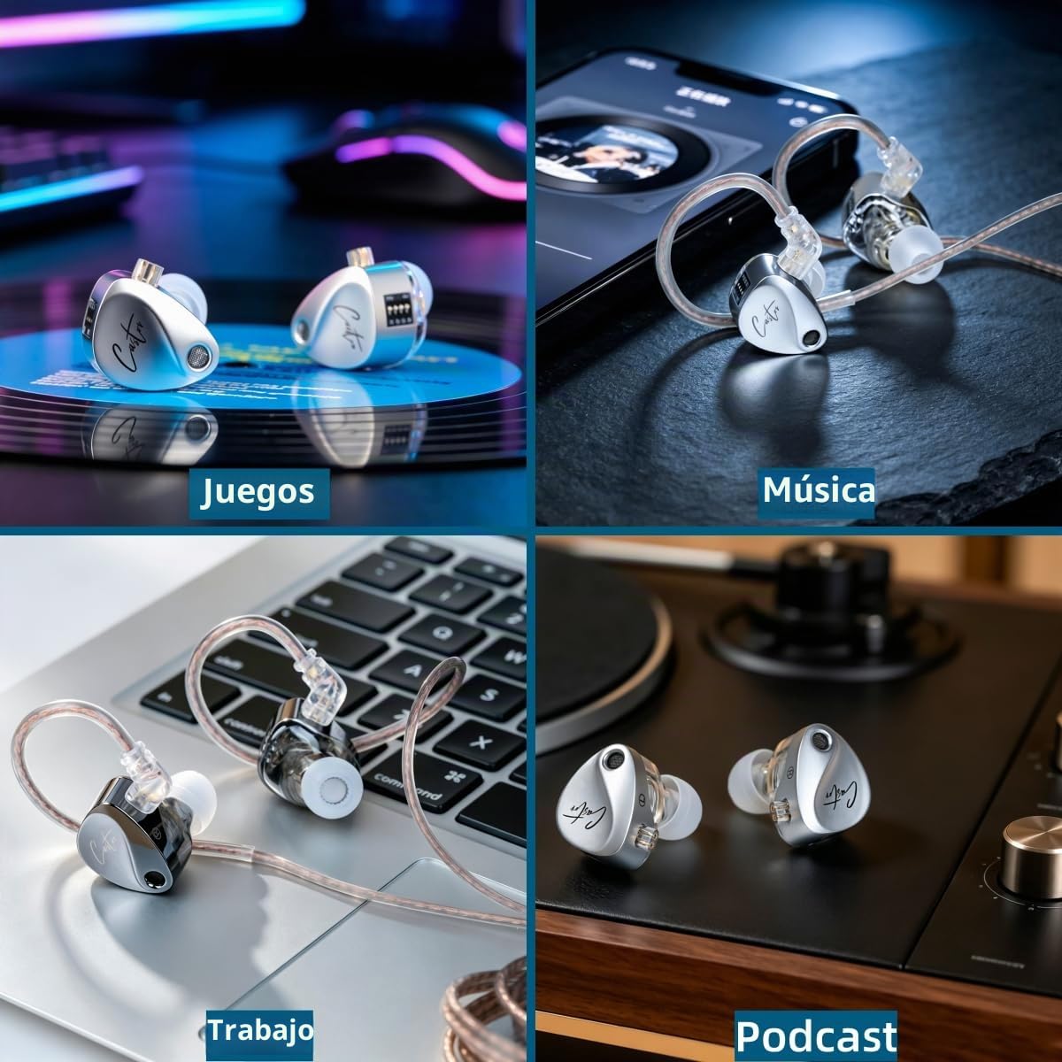 KZ Castor - Monitor intraural Harman Bass Edition IEM con controladores dinámicos duales, auriculares con cable sintonizable y ajuste de 4 niveles