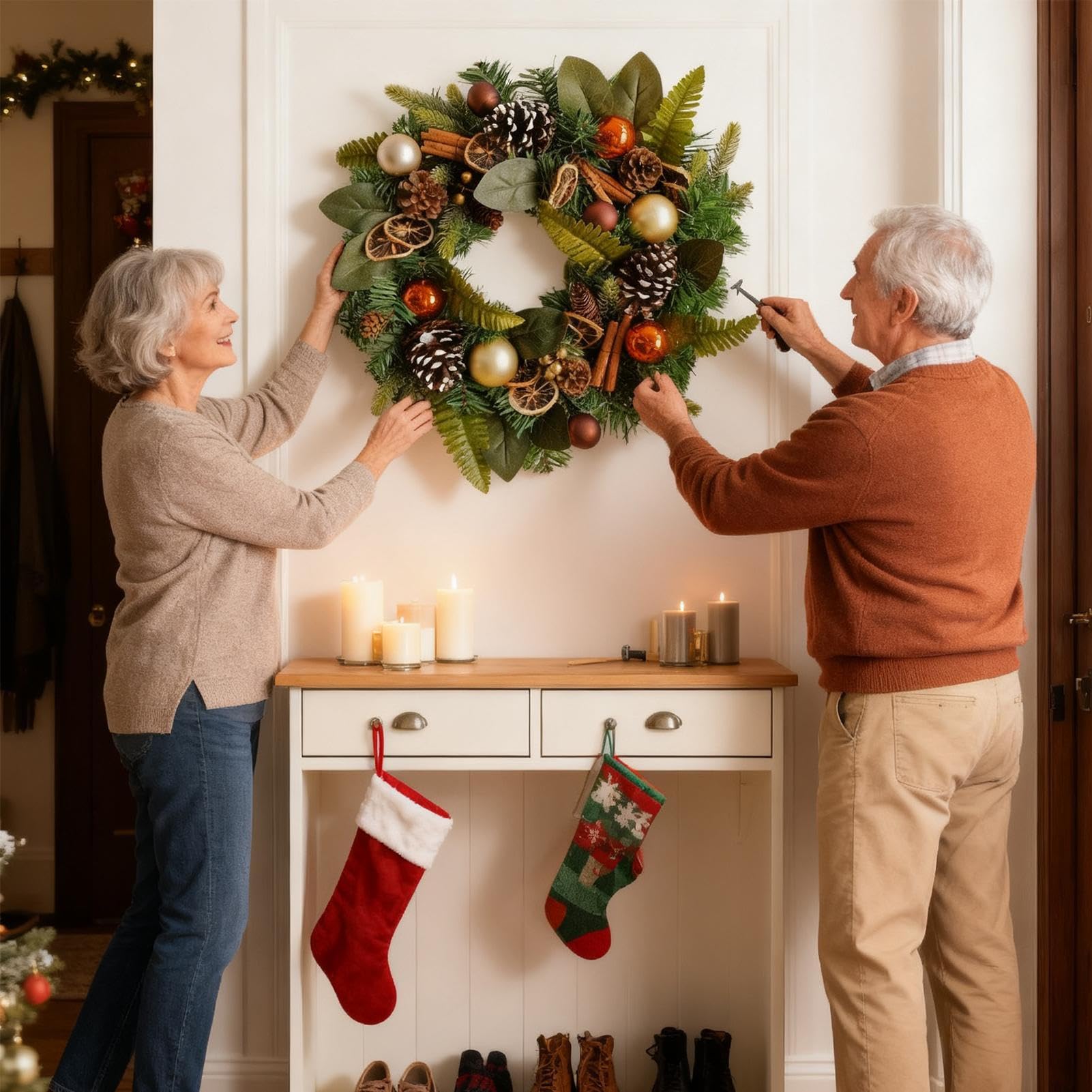 Couronne De Noël Pour Porte Décoration Maison Verdure Artificielle