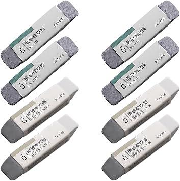 Premium Sand Erasers - Set of 8 Frosted Erasers for Pens, Fountain Pens, and Ink - Special School and Office Supplies for Correction - Colored Pencil and Ink Eraser