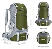Vista 8 de HOMIEE 50L Hiking Backpack Travel Bag Waterproof Camping Rucksack with Rain Cover Lightweight Backpacking Backpack