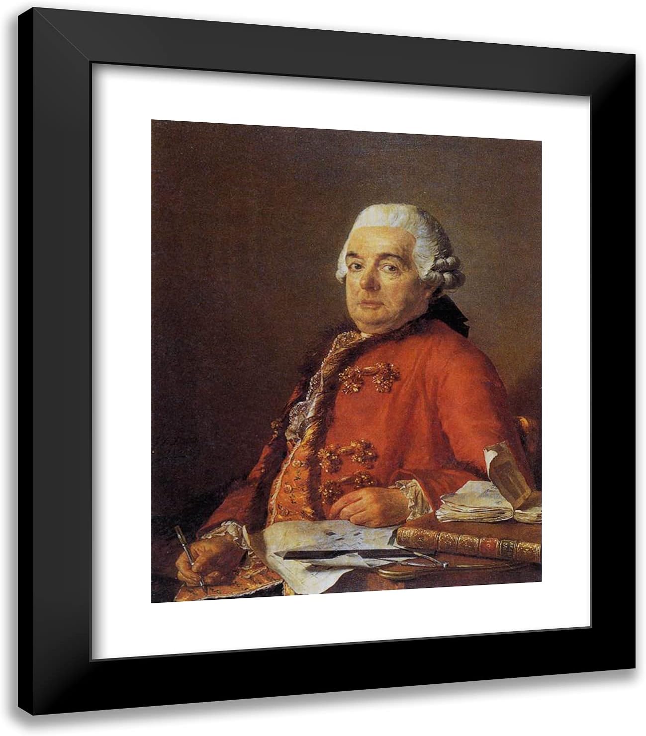 ArtDirect David, Jacques-Louis 20x23 Gold Ornate Framed Art Print with Double Matting Titled: Portrait of Jacques Francois Desmaisons