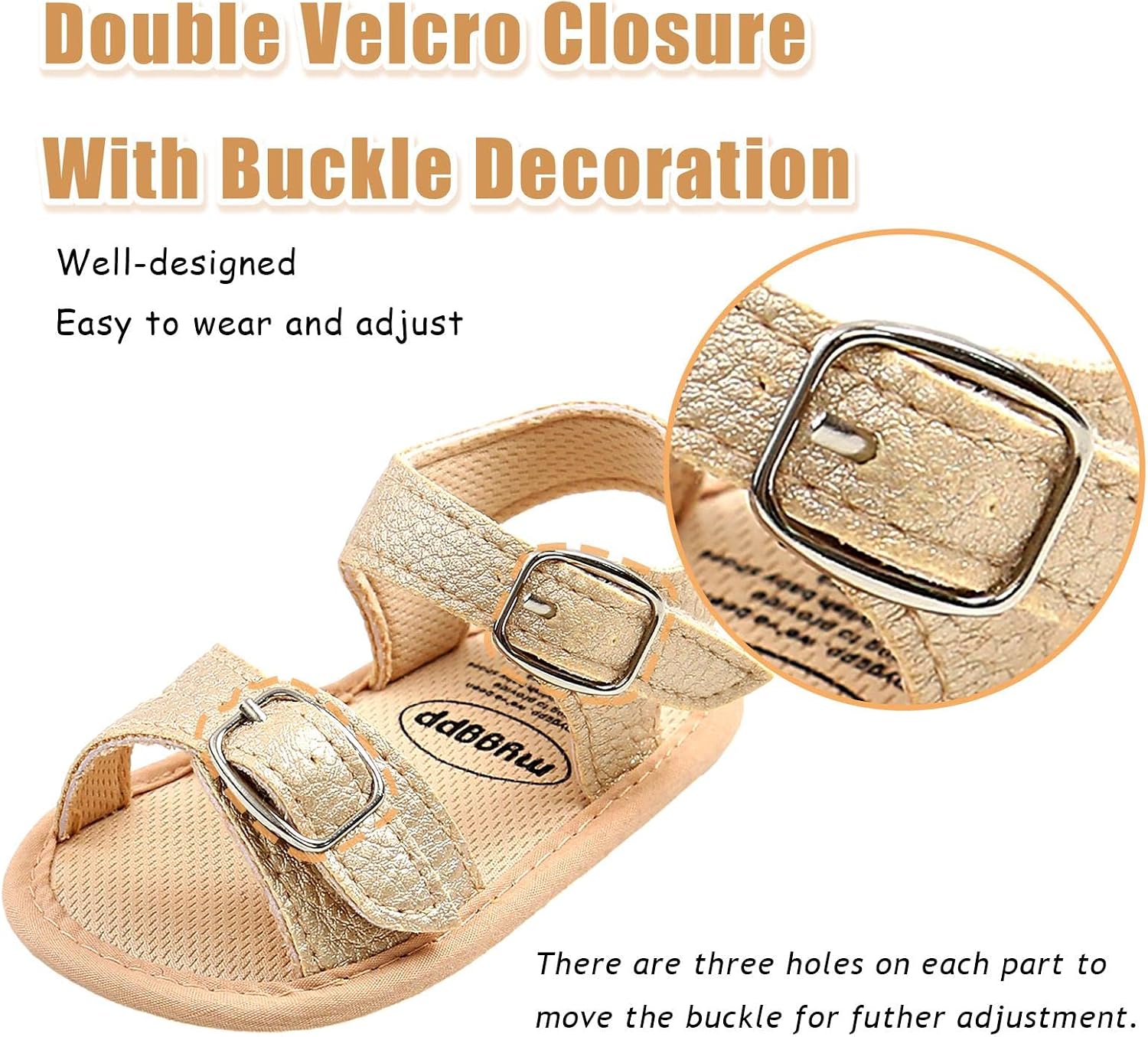 Neband Baby Girl Sandals Infant Toddler Girl Summer Flats Sandals Non-Slip Sole First Walking Open Toe Sandals for Newborn Girls 0-18M