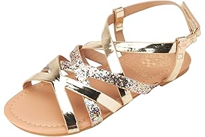 Girls Strappy Dressy Sandals with Glittery Accents