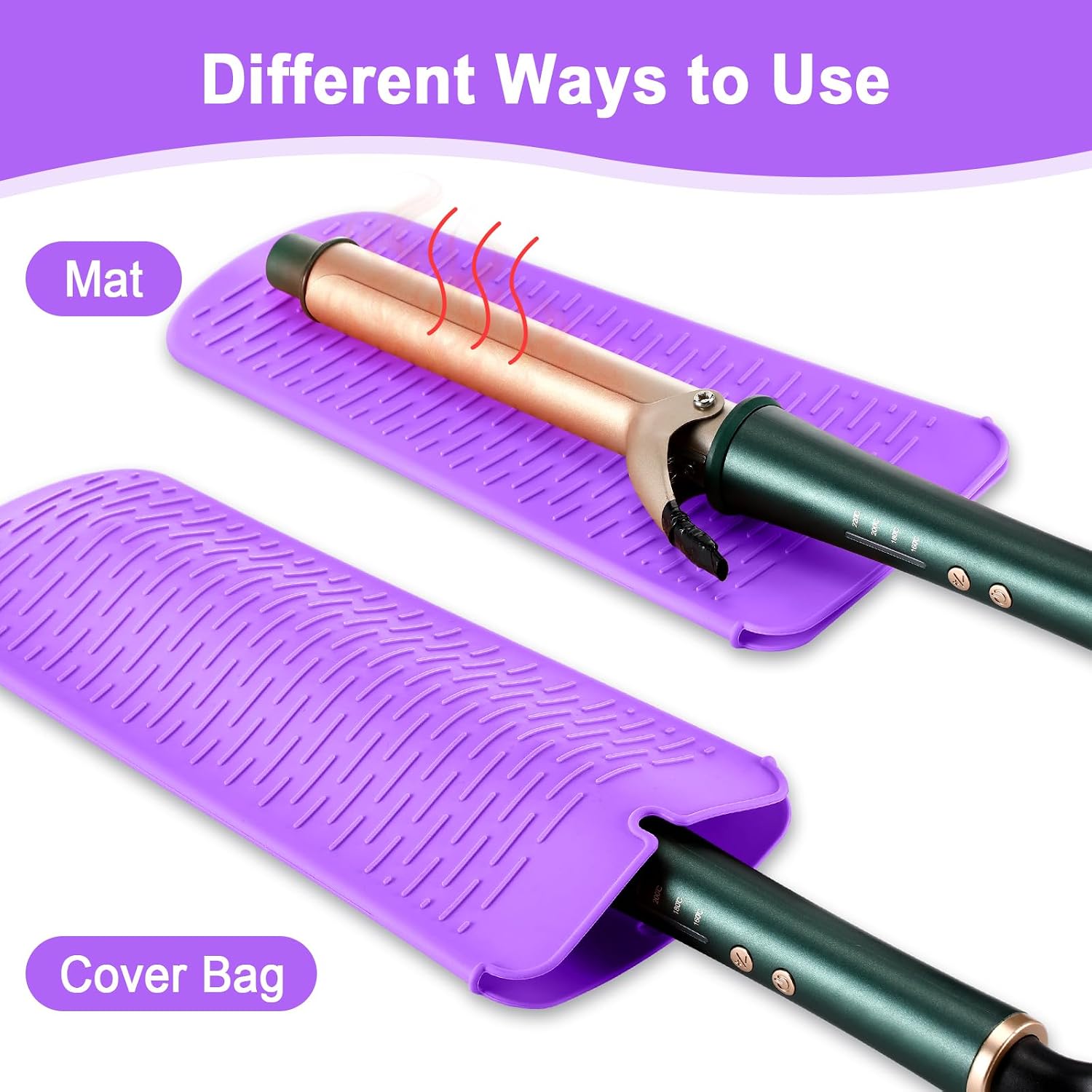 Shappy 2 Pcs Heat Resistant Hair Tools Bag Curling Iron Travel Case Cover Neoprene Flat Iron Holder Travel Case and Silicone Mat Pouch for Hot Hair Tools Storage Organizer(Mandragora)
