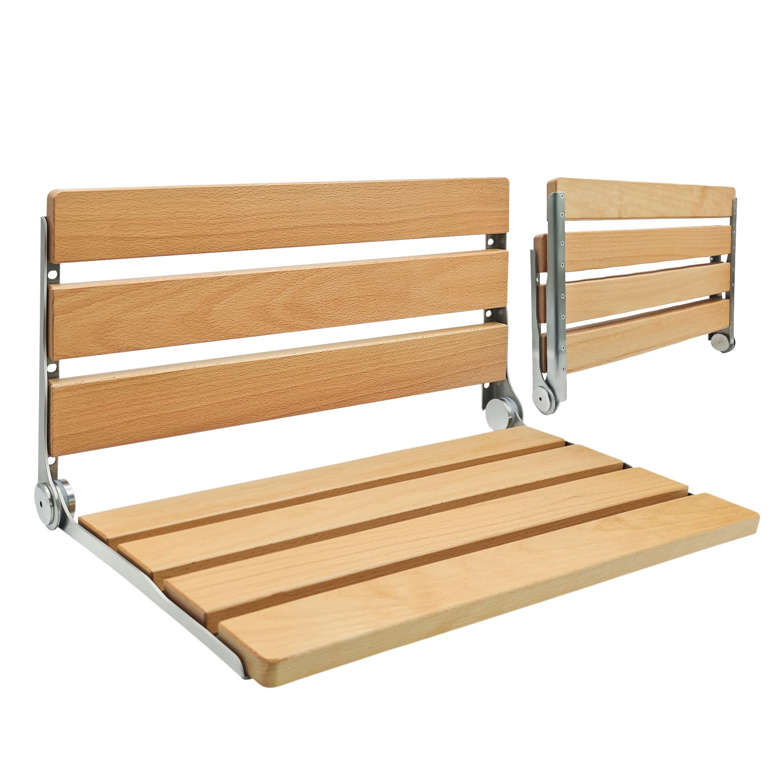 Photo 1 of 20 Inches Extra Long Wall-Mounted Folding Shower Seat, Foldable Shower Stool, Suitable for Seniors Disable(ADA Compliant), Shoe Bench Bathtub Stool. Maximum Capacity 440 lb