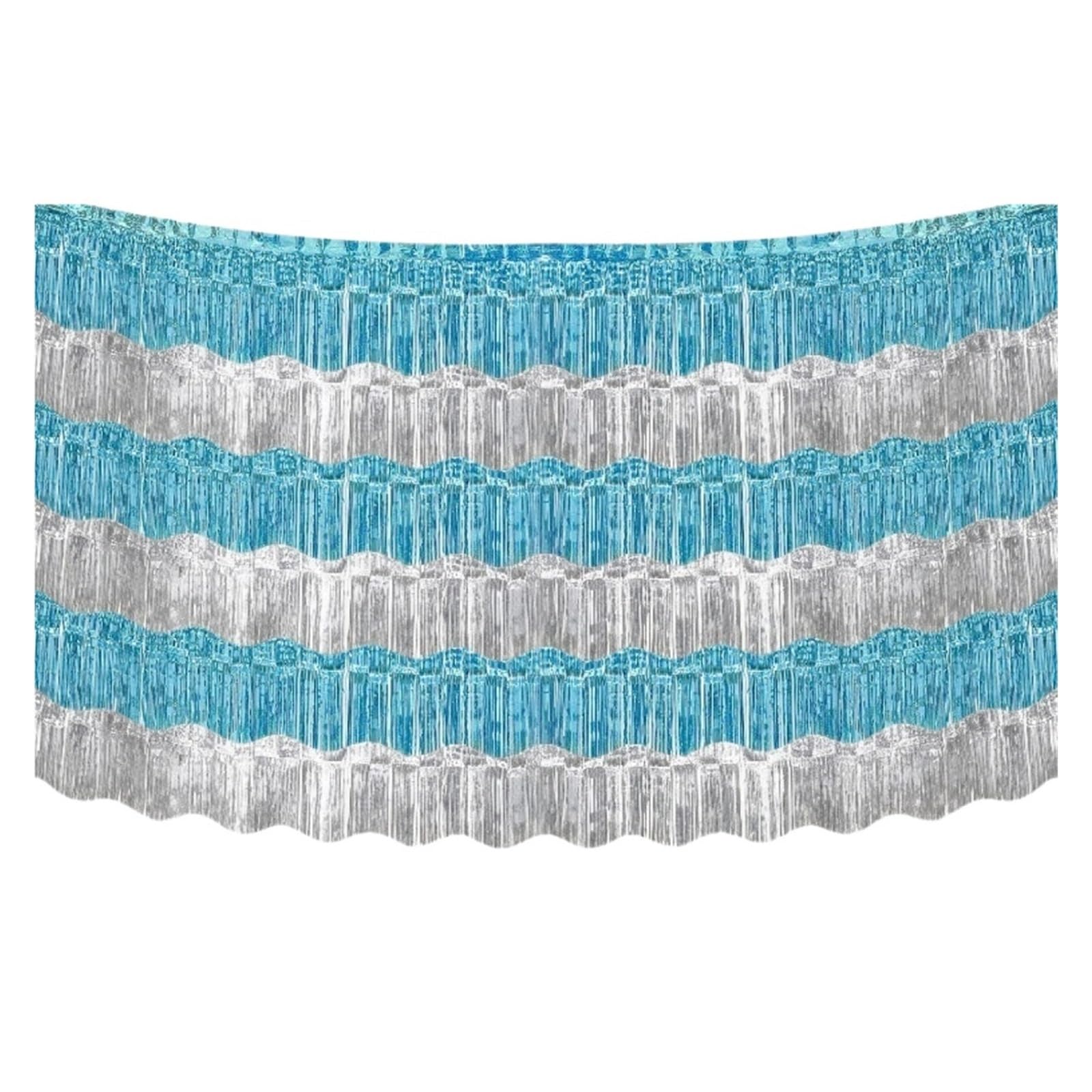 EnxJire Fringe Backdrop Curtain 6Pcs Wavy Foil Fringe Garland Party Decorations, 118inch Tinsel Streamers Shiny Wall Hanging