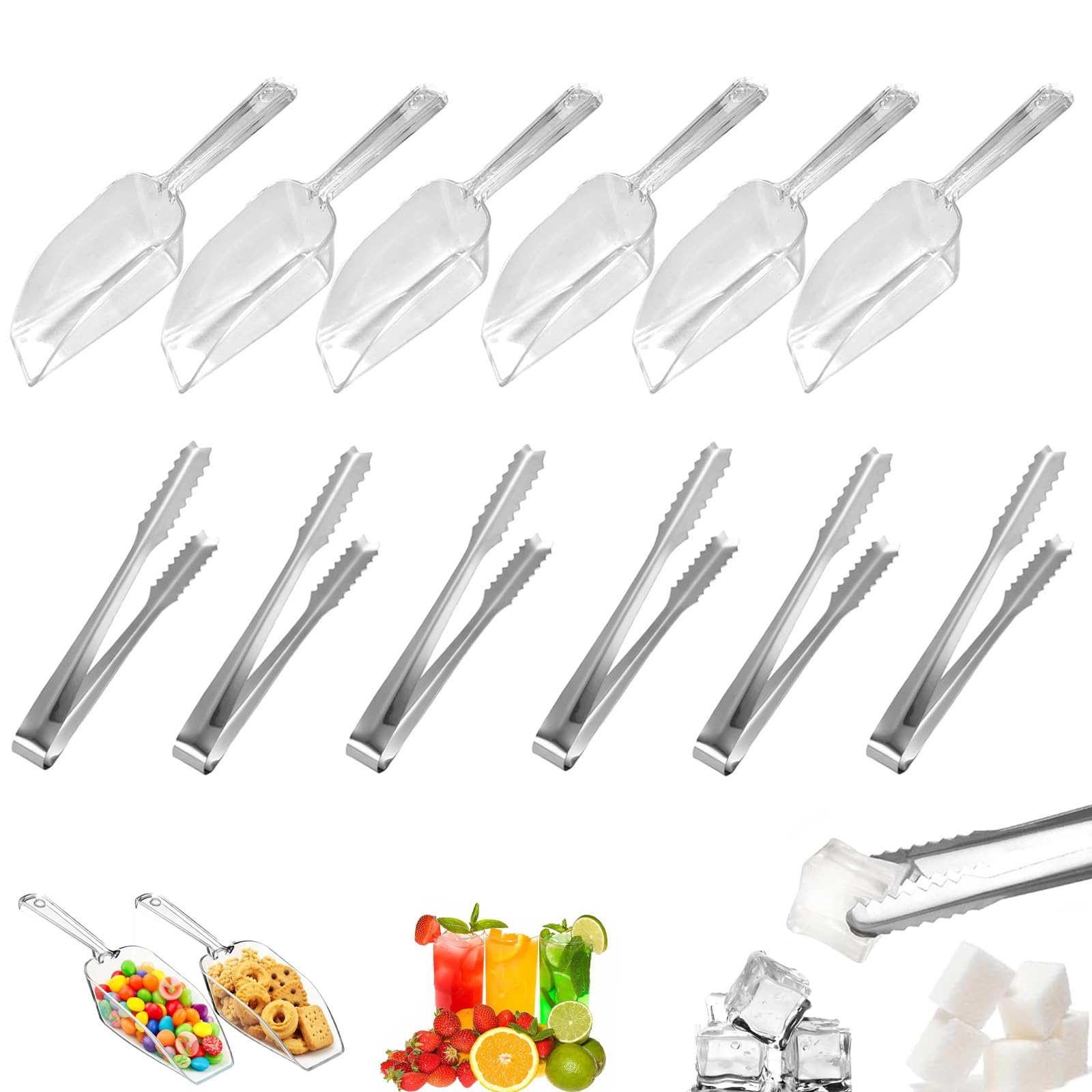 Lumina Co Sweet Scoops & Sweet Tongs, 12-Piece Pick n Mix Set