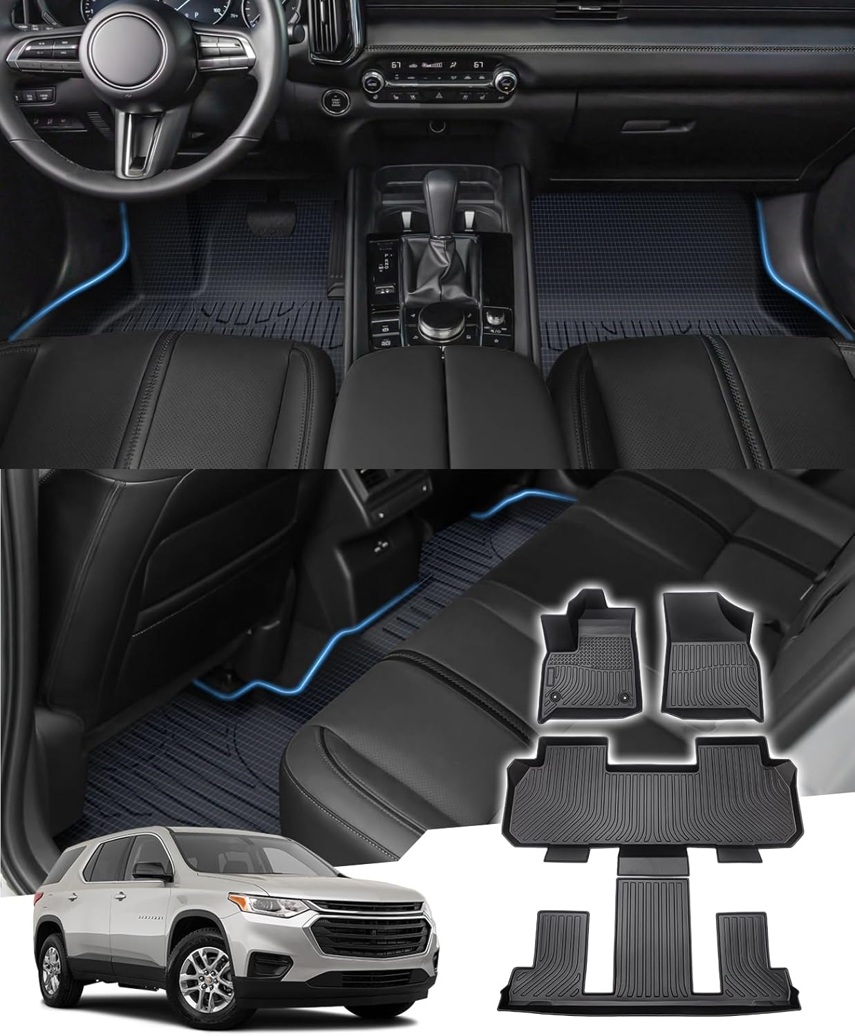 Sunsdrew Floor Mats Sets for 20182023 Chevrolet Traverse 7