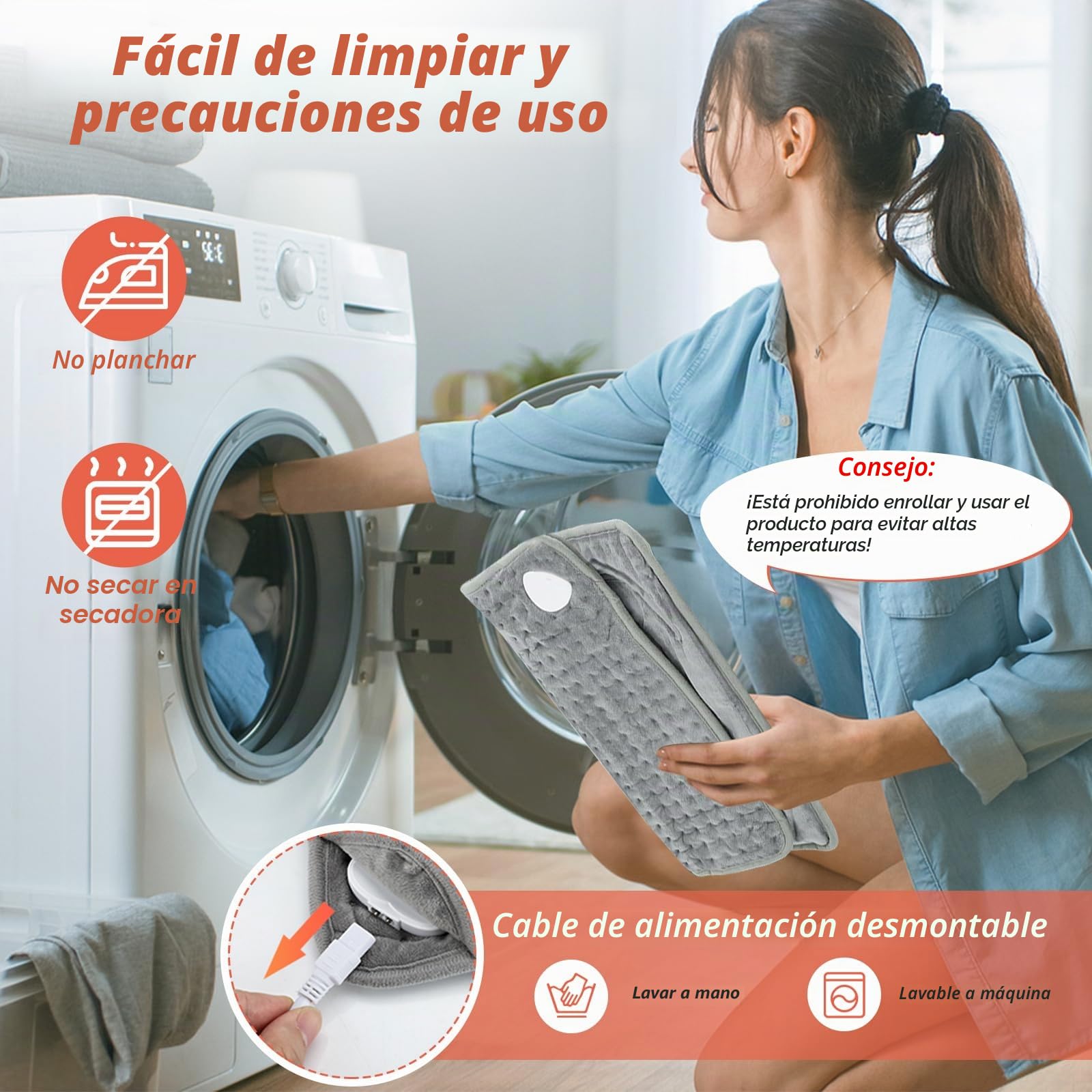 Calientapiés, Manta calefactora para los pies, Calentador de Pies Eléctrico Calefactor con Desconexión automática, Protección contra el sobrecalentamiento, Lavable, 40 x 40cm