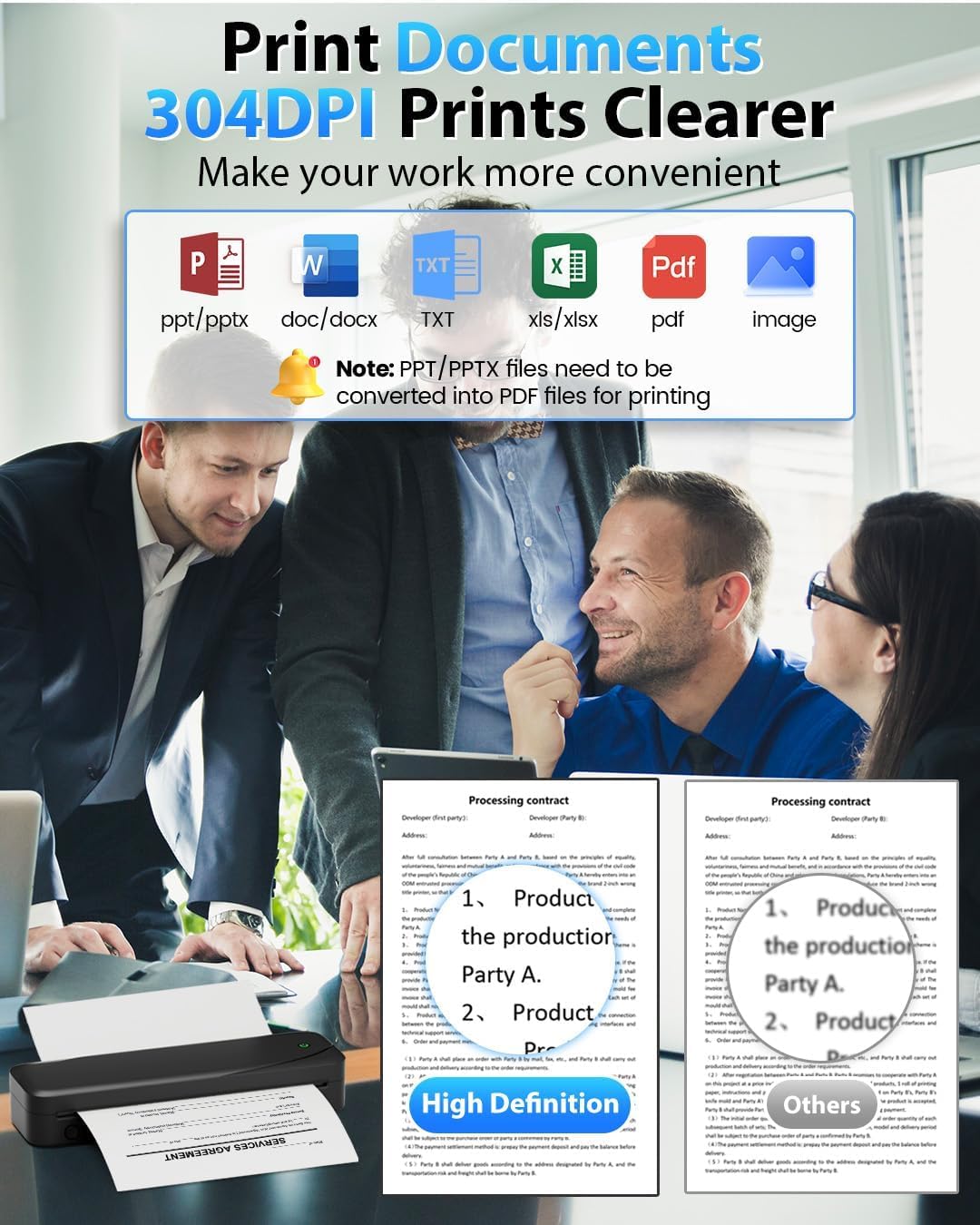 Portable Printers Wireless for Travel, Inkless Bluetooth Thermal Printer