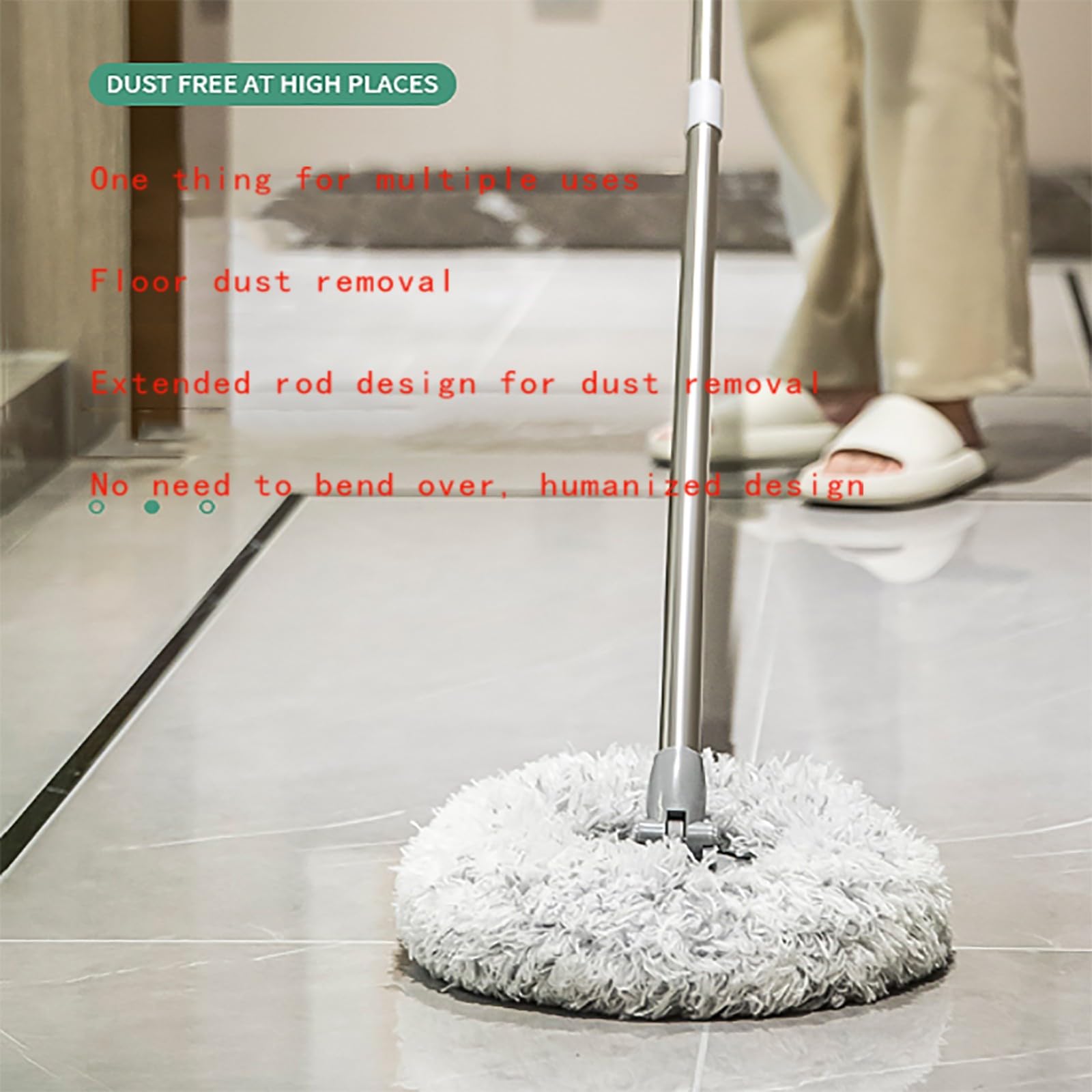 360-Grad-Drehwischer-Set, verstellbarer Wandwischer, runder Wandwischer, Mikrofaser-Staubwedel für Nass- und Trockenwände für Fußböden, Glasfenster und Decken im Haus A,197.5 * 28 * 28cm