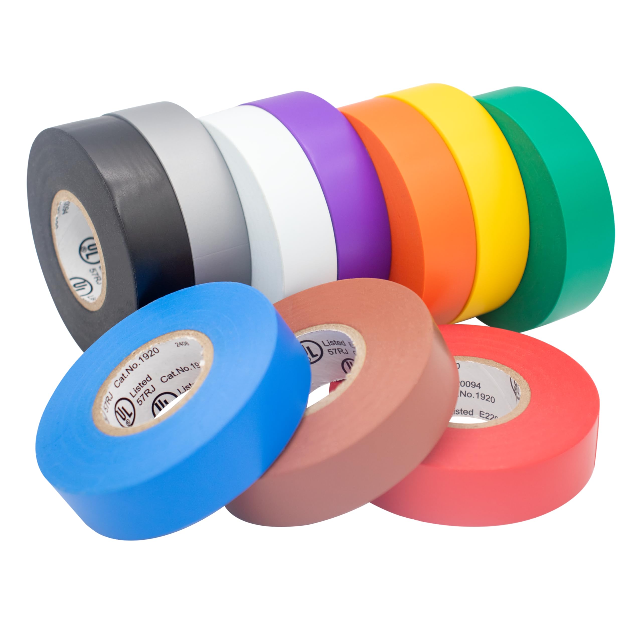 TradeGear PVC General Purpose Electrical Tape, 10 Pack Multiple Colors Multicolored