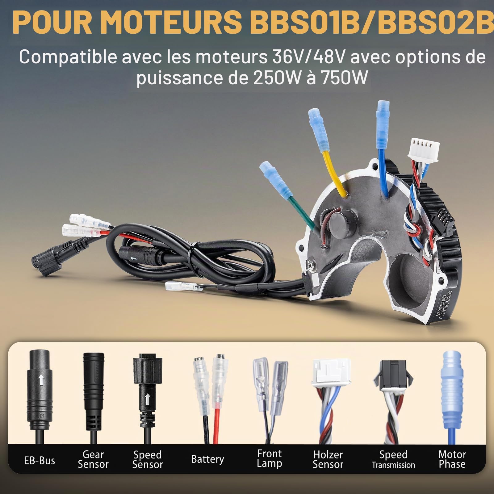 BAFANG bbs01 36V 350w Contrôleur bbs01b Moteur à entraînement intermédiaire avec connecteur de Phare et connecteur de capteur de Changement de Vitesse dernier modèle