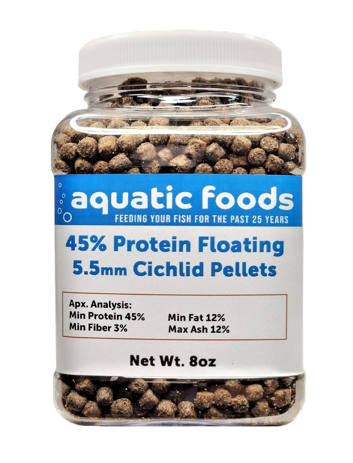 Aquatic Foods Inc. Cichlid Pellets, 45% Protein Floating 5.5mm (7/32