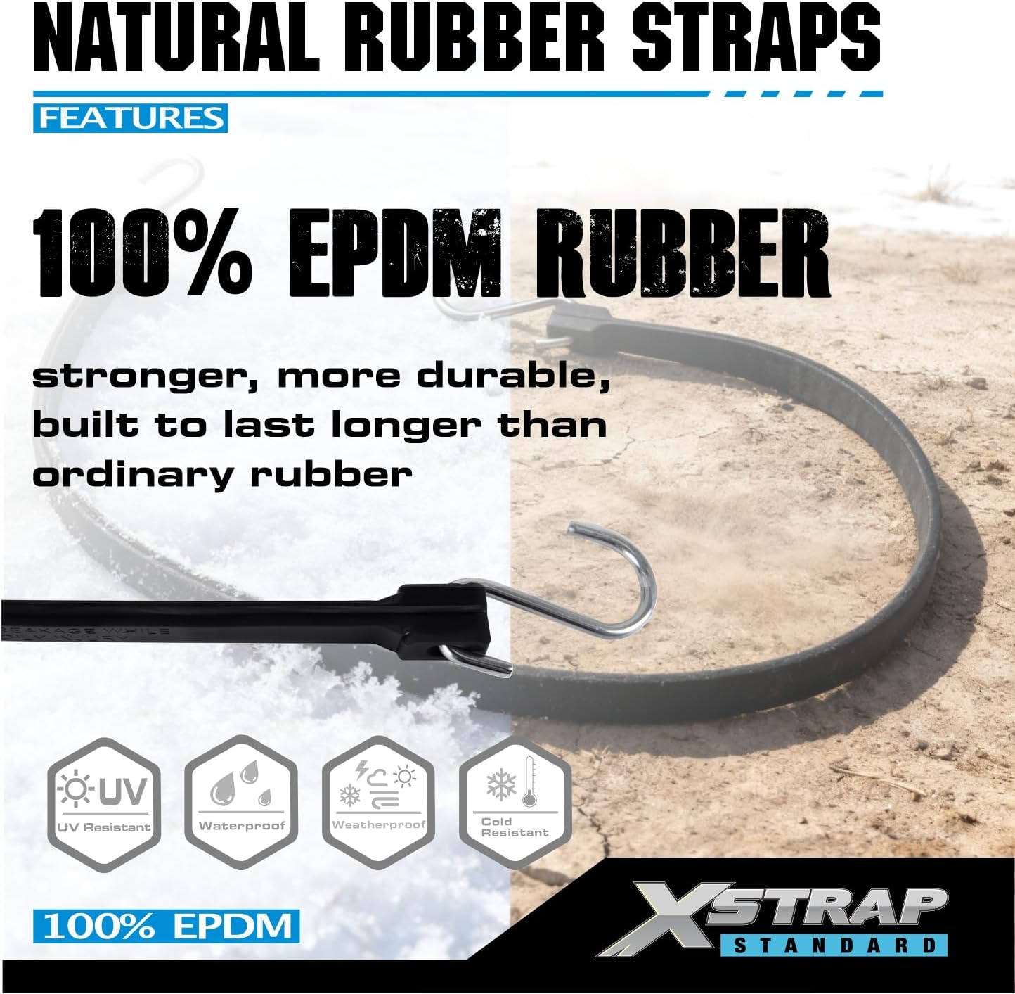 XSTRAP STANDARD 20 Pack 31'' Adjustable Rubber Tarp Straps, EPDM Bungee Cords with Hooks, Ideal for Securing Tarps, Canvases, Flatbed Trailers