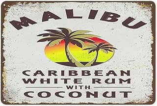 SHUTREW Retro Metal Tin Sign Poster Wall Decor Vintage Chic Art Decoration Malibu Rum for Home Bar Cafe Farm Store Garage Kitchen Club Summer Door 8x6 Inch