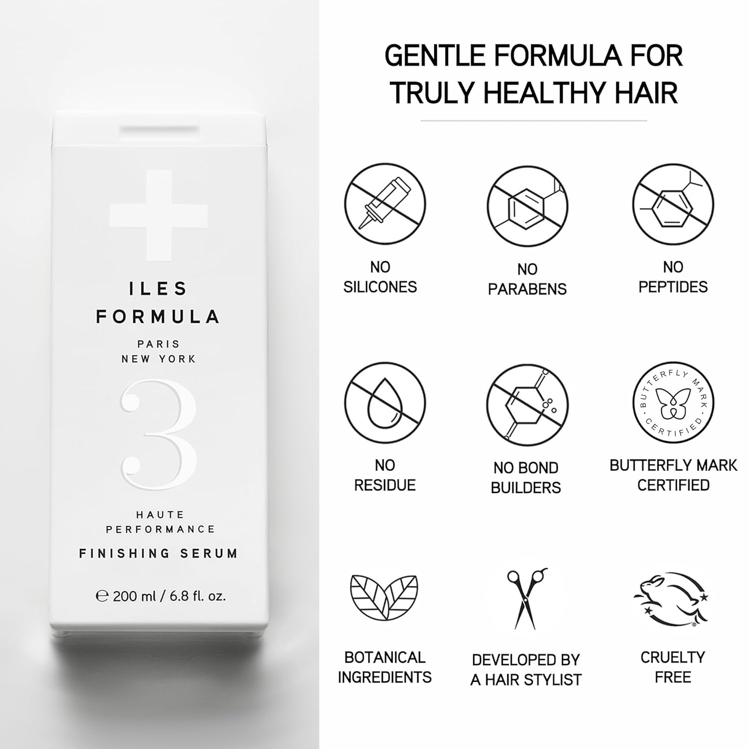 ILES FORMULA Weightless Styling Cream & Finishing Serum with Heat Protection, Non-Greasy Hair Repair Treatment for Damaged Hair, Anti-Frizz Blow Dry Product with Silk Extract & Macroloba Seed (200mL) - Image 8