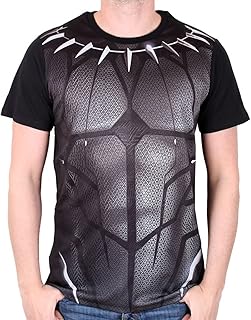 – Marvel Comics Black Panther – Camiseta para Hombre – Disfraz (Negro) (S – XL)