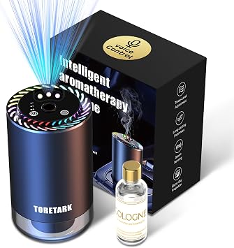 Smart Car Air Freshener Diffuser Voice Control with Starry Projection Light, 3 Adjustable Modes Intelligent Aromatherapy for Essential Oil, Smart Auto On/Off, Voice Edition Cologne