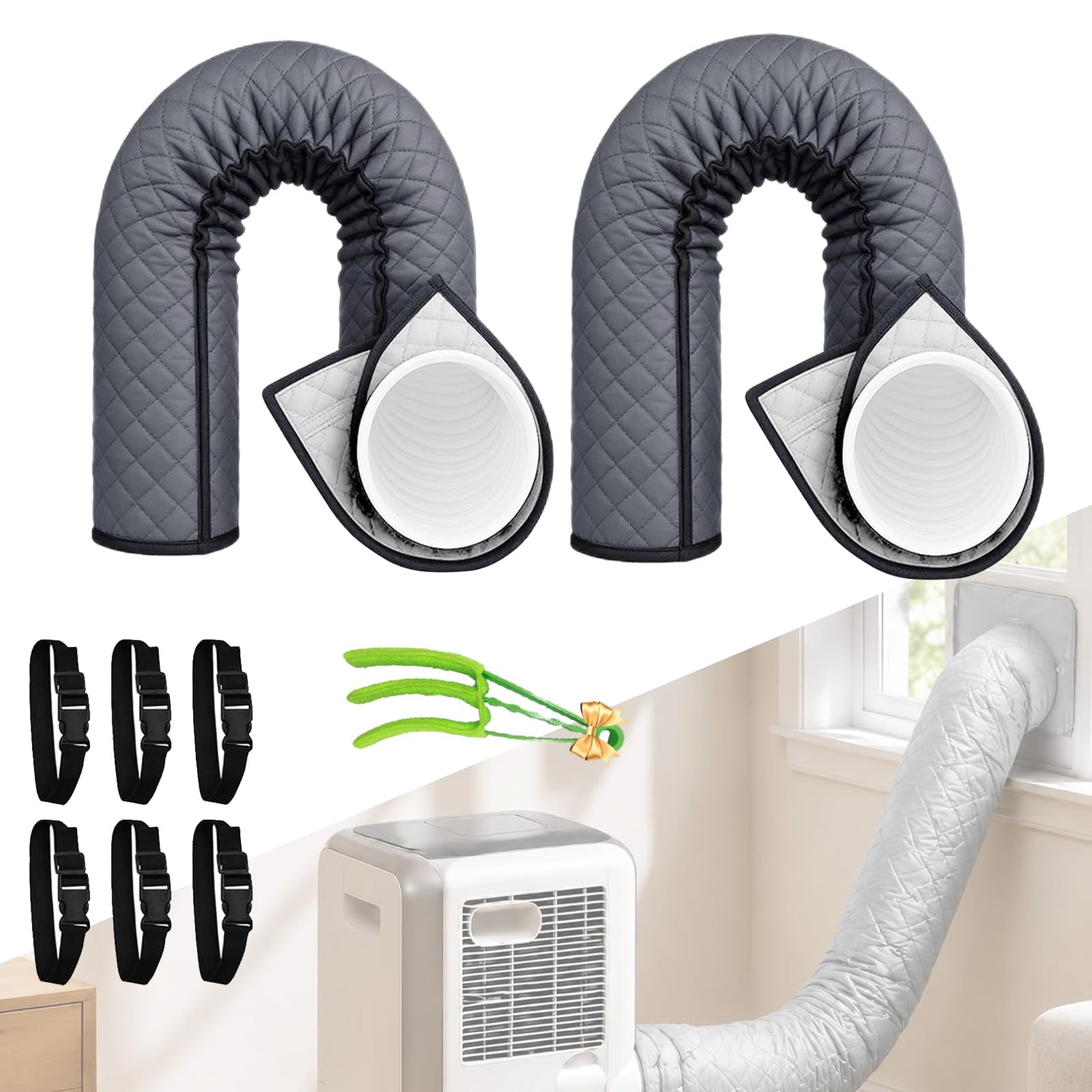 Glsayzu Mix-2 150X52cm Insulation For Portable Air Conditioner Exhaust Hose, 2-Piece Universal Insulating Sleeve For Portable Air Conditioners, Heat Protection & Energy Saving, For 12.7Cm & 15Cm Diameters (Mix-2)