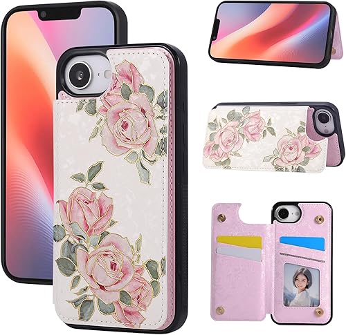 Miniatura 412 de UEEBAI Funda tipo cartera para iPhone 15 Pro Max con tarjetero, cubierta de cuero PU con soporte, bloqueo RFID, doble cierre magnético, relieve de