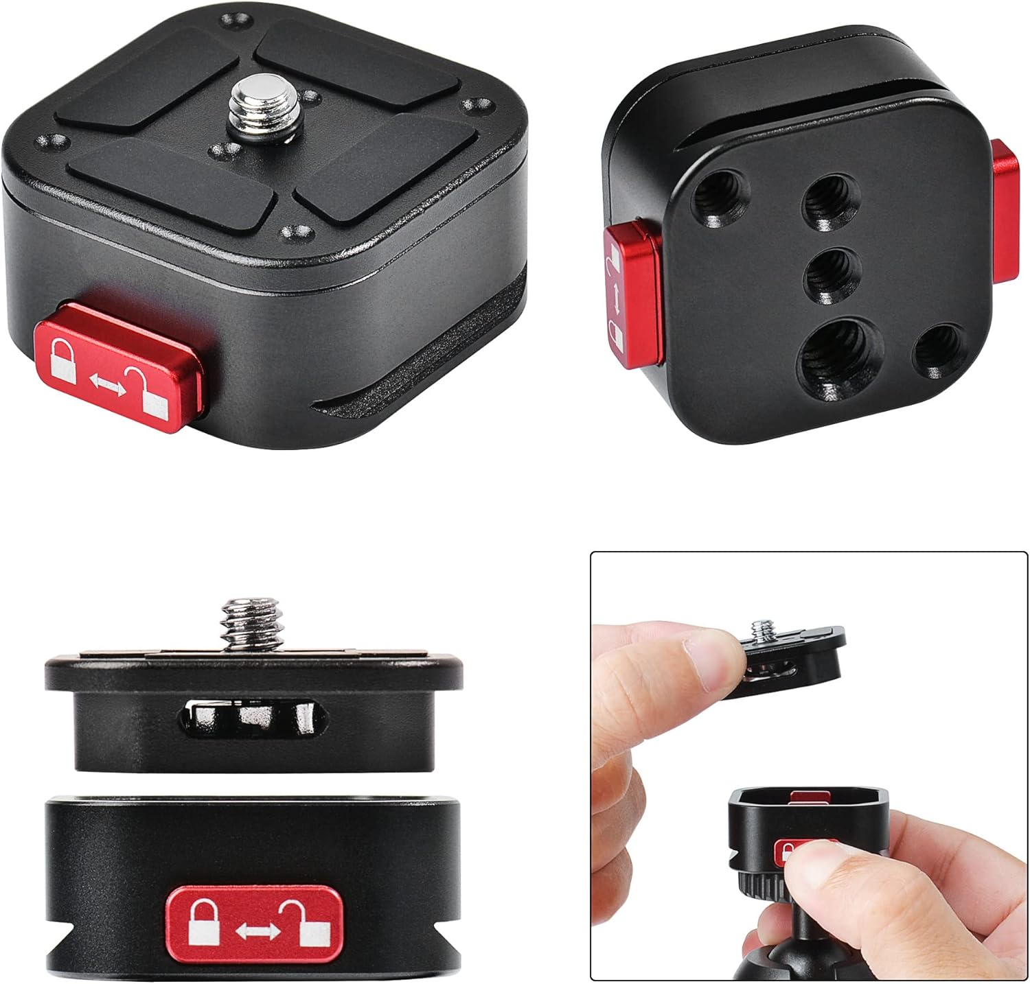 Quick Release Plate, Camera Tripod Mount Arca Swiss QR Plate Fast Claw Clamp Compatible with Canon Sony Nikon Pentax DSLR/SLR/Zhiyun/Feiyu/DJI/Moza Stabilizer, Tripod Slider Gimbal - Image 2