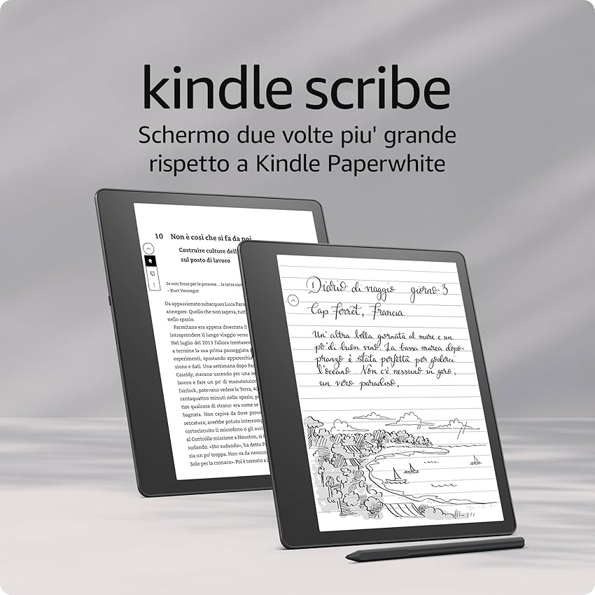 Immagine del prodotto Kindle Scribe (16 GB) | Il primo Kindle e taccuino digitale, tutto in uno, con schermo Paperwhite da 10,2’’ a 300 ppi | Con penna basic