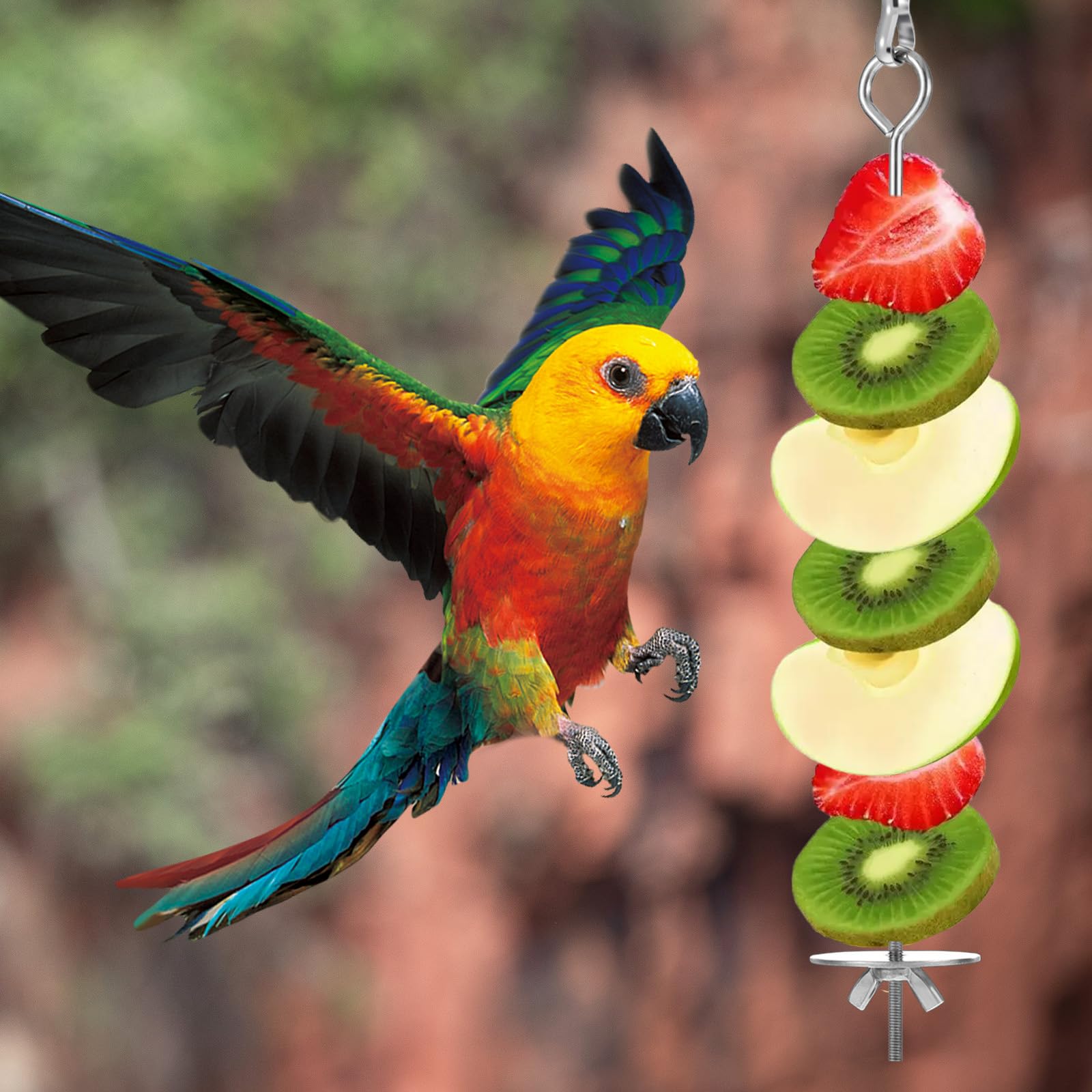 3 Pcs Stainless Steel Bird Cage Food Holder Parrot Fruit Vegetable Skewers Hanging Foraging Toy Bird Treats Skewer for Macaws, Budgerigars, Small Parrots (3 Sizes) - image 6