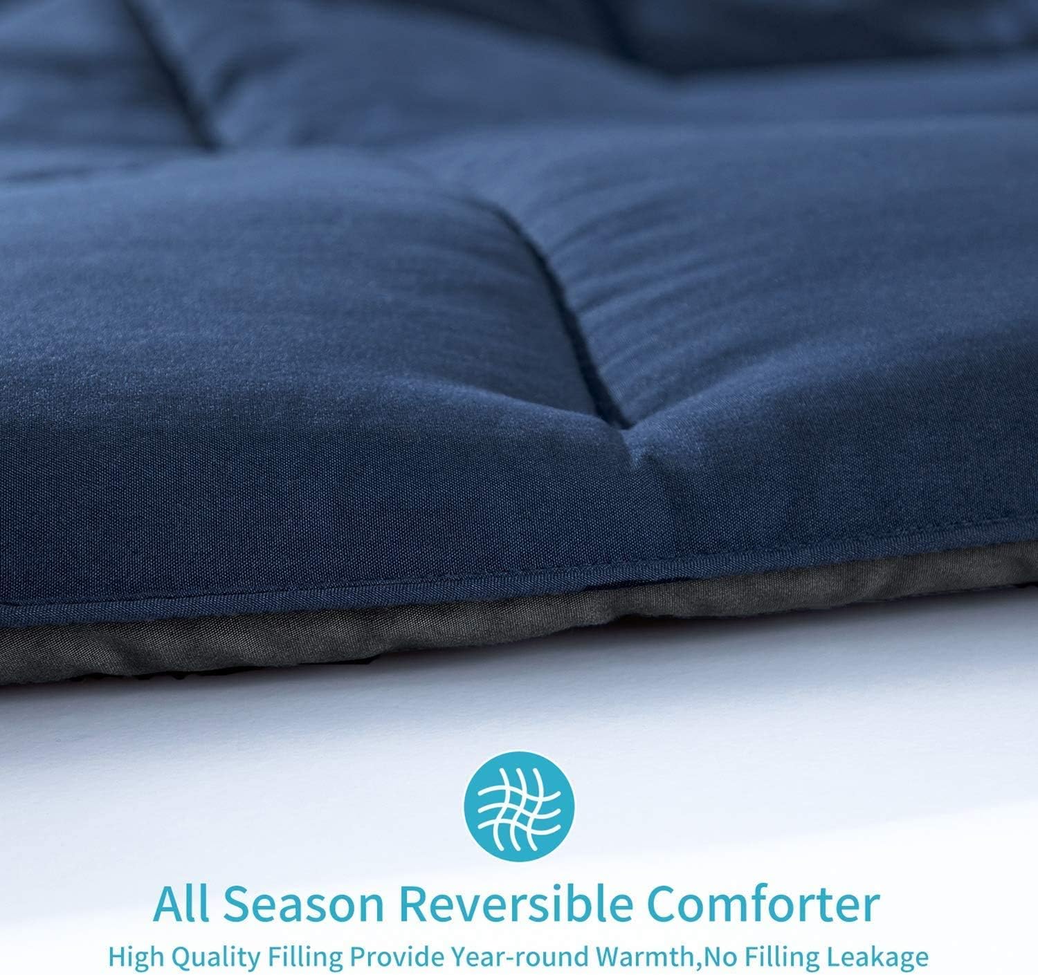 HOMBYS Lightweight Comforters for Queen Bed，Reversible Down Alternative Comforter, Plush Microfiber Filling All Season Grey Blue Bedding Duvet Insert for Men, Machine Washable Bed Comforters