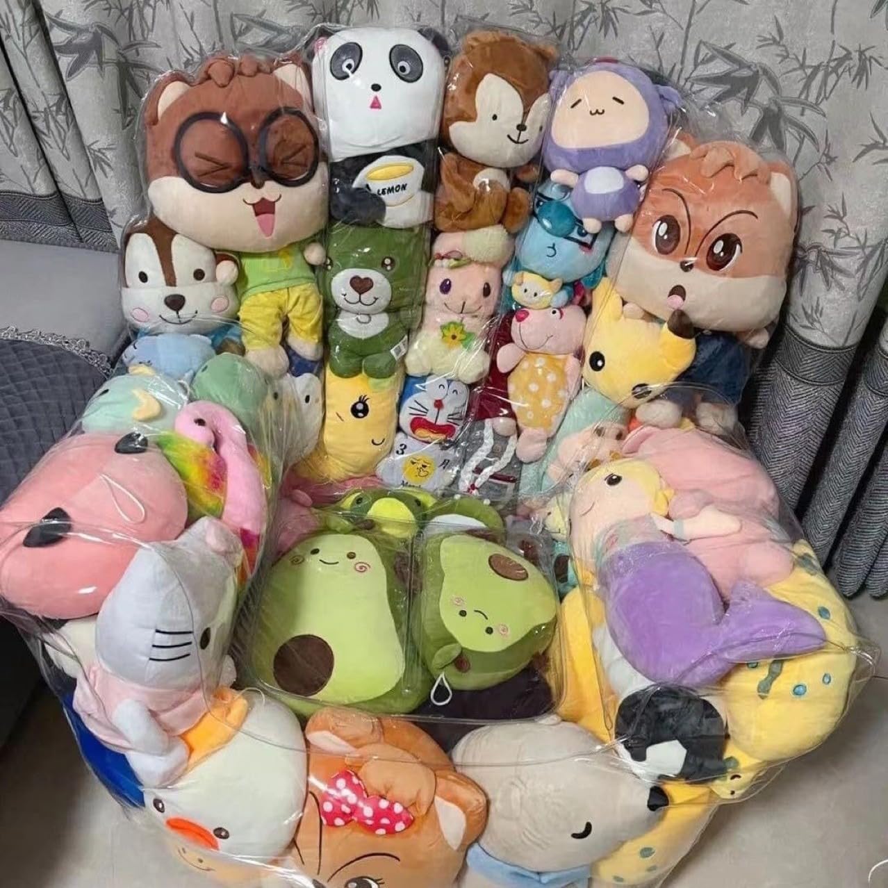 Clear Large Bean Bag Chair Cover for Stuffed Animal Storage | Transparent PVC Toy Organizer with Zipper for Kids Room | Holds Plush Toys | Size 100x90cm (39x35 Inches)