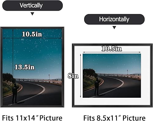 Vista 82 de Frametory - Marco de aluminio de 11 x 14 para fotos de 8 x 10 (en pulgadas), con paspartú marfil, de pared, con gancho de sierra, pestañas Bronce