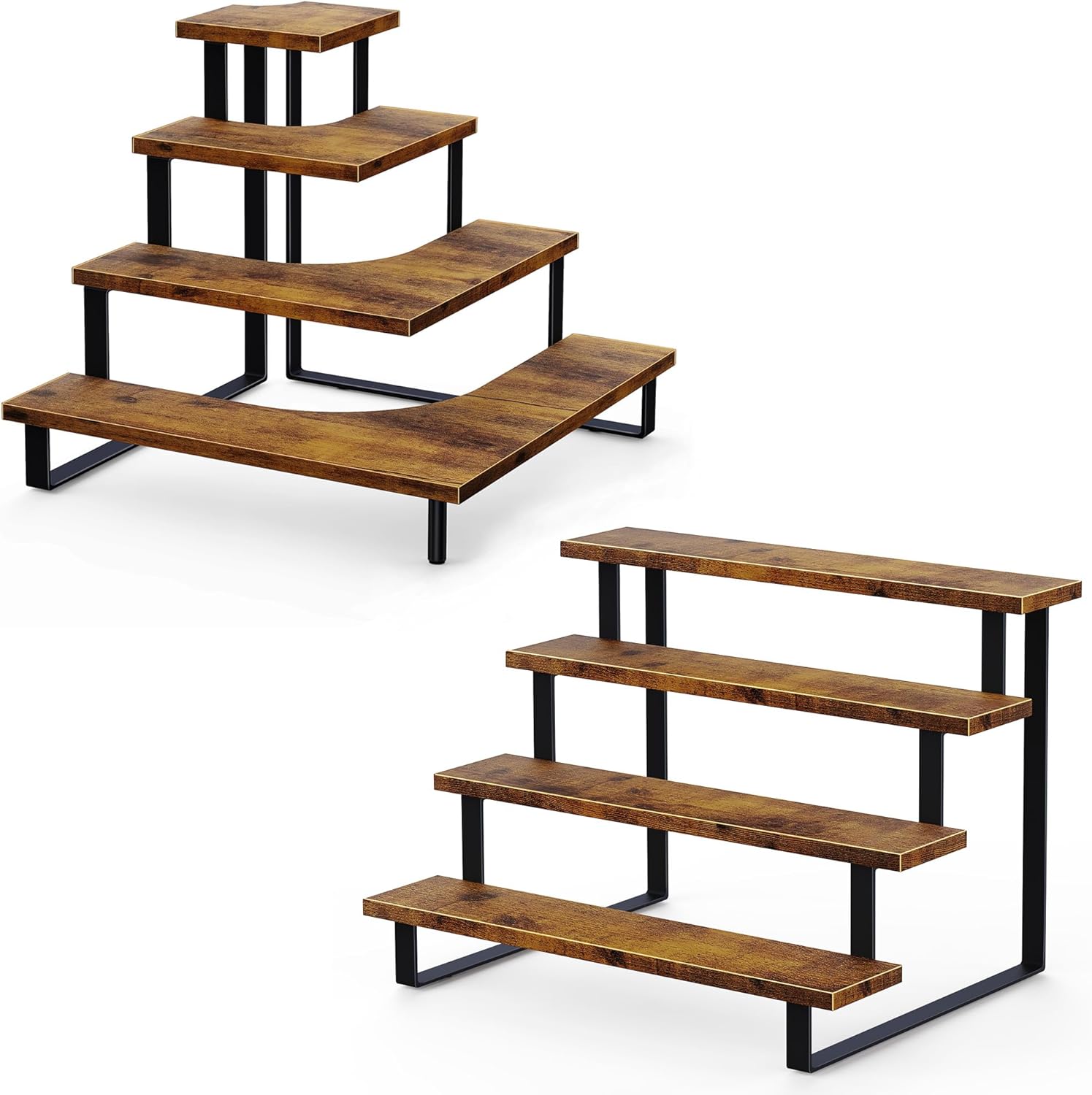 Amazon.com: ELITEROO Wooden Display Shelf Stands Set, 4 Tierd Stair ...