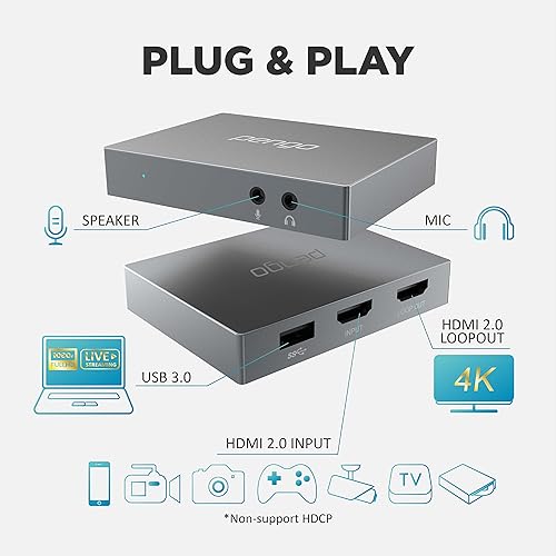 Miniatura 2 de Pengo Tarjeta de captura de video HDMI con paso 4K 1080p60fps tarjeta de captura de juegos para Xbox One Nintendo Switch PS5 dispositivo de captura