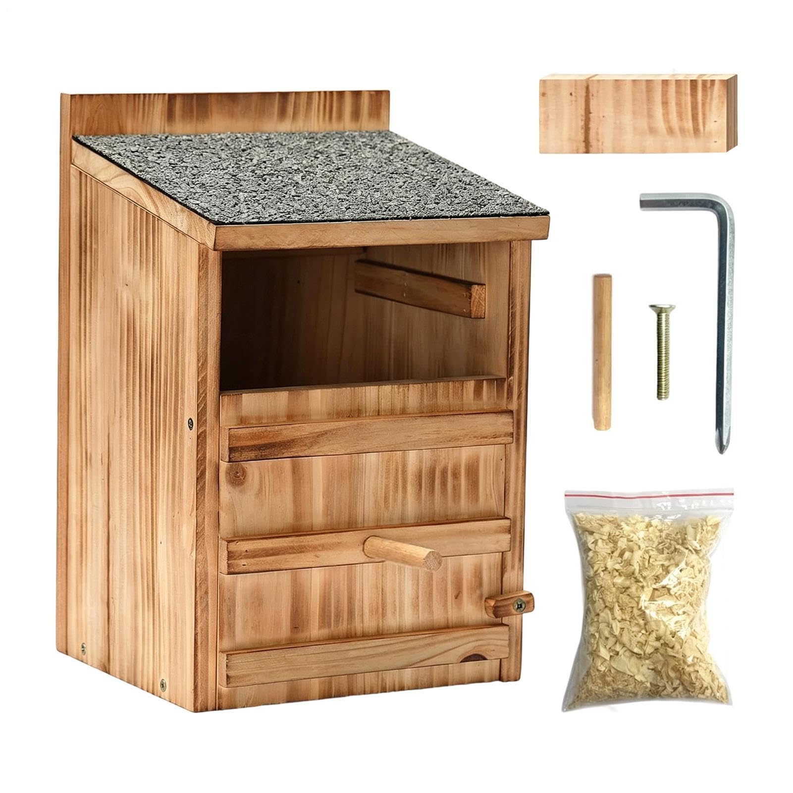 Casetta dei Gufi da Esterno Rifugio di legno per nidificazione da cortile | Piccola Casetta In Legno Gufi Adatto A Prato Giardino Cortile Patio Portico Balcone Fienile Fattoria E Aree Rurali