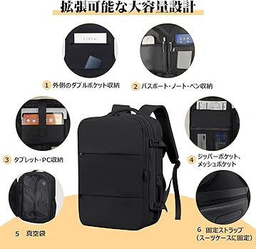 Amazon.co.jp: [TPAID] 真空圧縮 リュック 圧縮バックパック 拡張可能